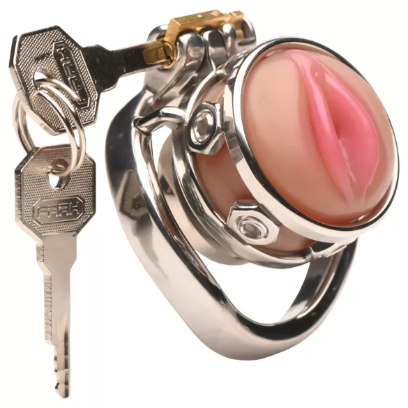 XR Brands - Silver Chastity Cage with Stimulation Sleeve