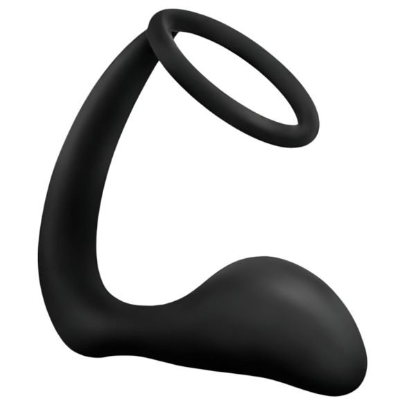 Anal Adventures Platinum - Anal Dildo with Penis Ring (Black)