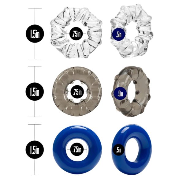 Stay Hard - Vibrant Cock Ring Set - 3pcs (Colored)