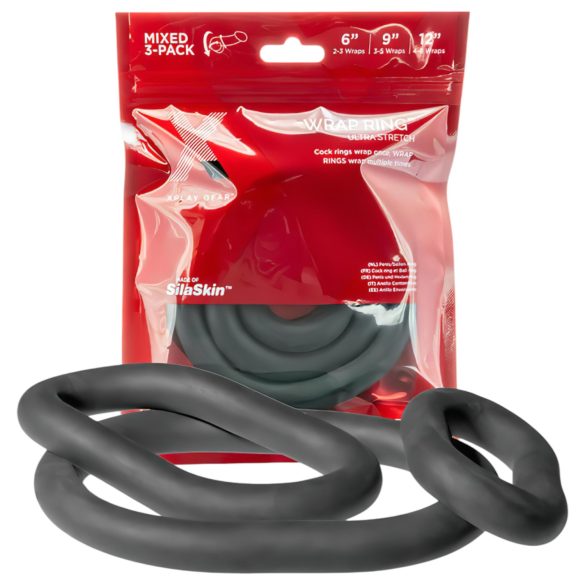 Perfect Fit Ultra Wrap - Thick Black Penis Ring Set (3 Pack)