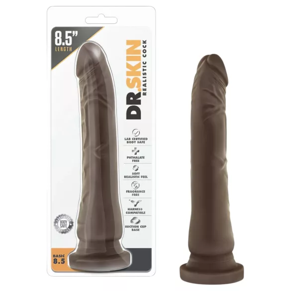 Dr. Skin 8.5 - lifelike dildo with suction cup (brown, 20.5 cm)