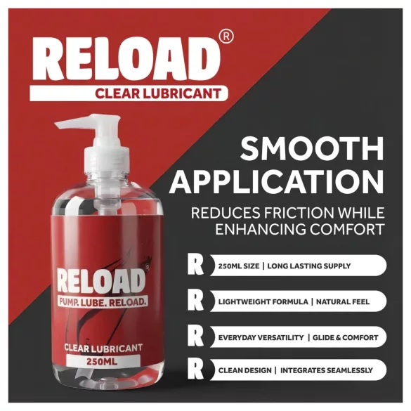 Reload - clear water-based lubricant in a pump bottle (250 ml)