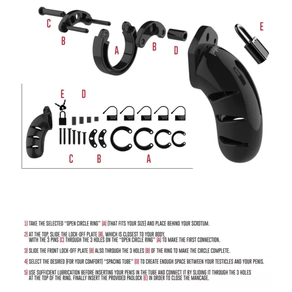 ManCage Model 06 - male chastity cage (black) - 14 cm