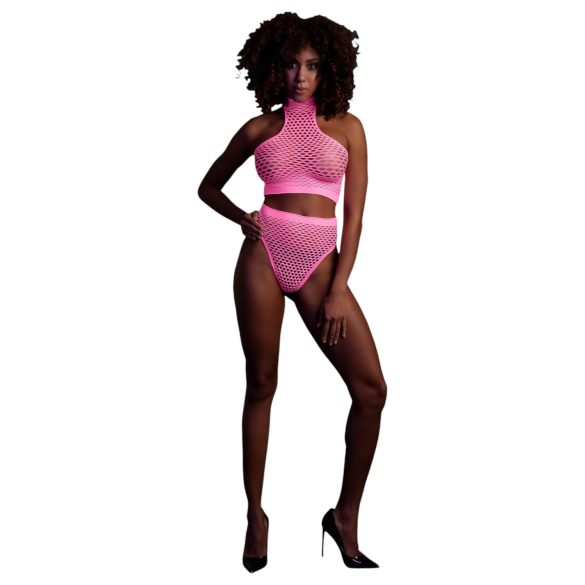 Ouch! - Glow-in-the-Dark Lingerie Set (Pink)