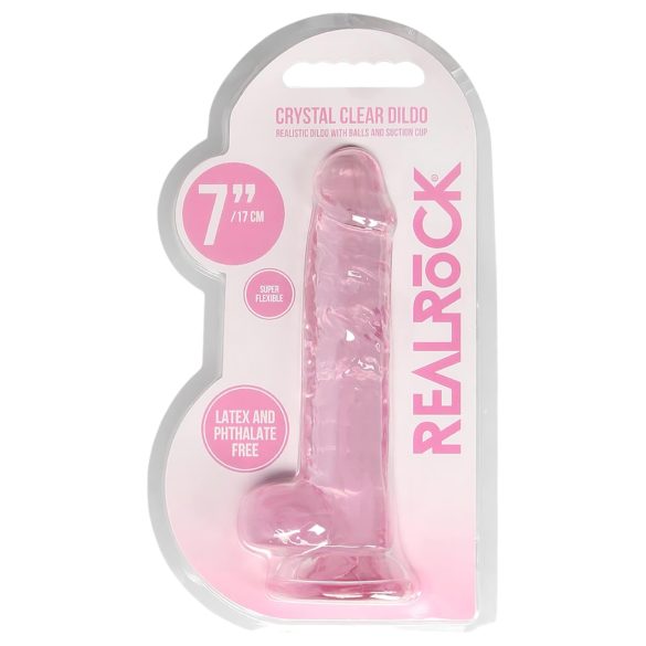 REALROCK - Pink Transparent Lifelike Dildo (17cm)