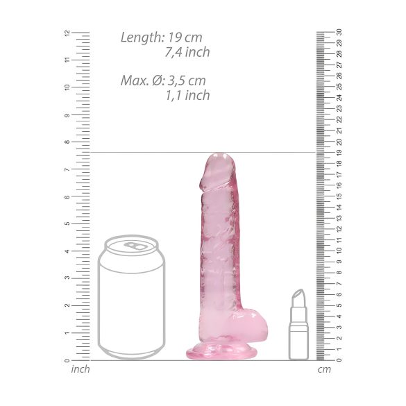 REALROCK - Pink Transparent Lifelike Dildo (17cm)