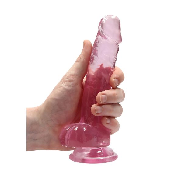 REALROCK - Pink Transparent Lifelike Dildo (17cm)