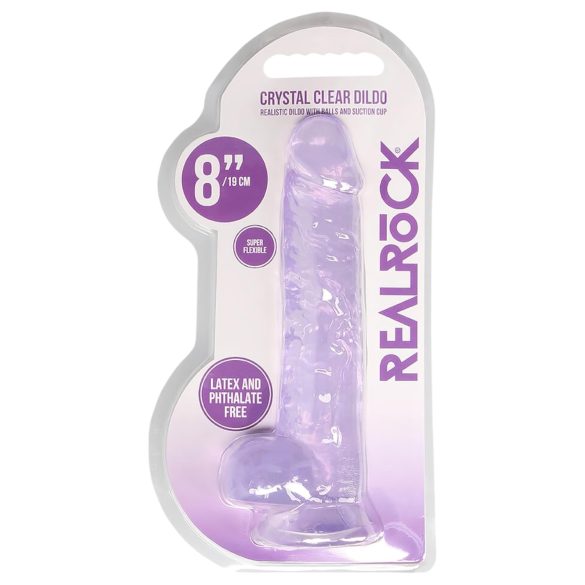 REALROCK - Lifelike Purple Dildo - Transparent (19cm)