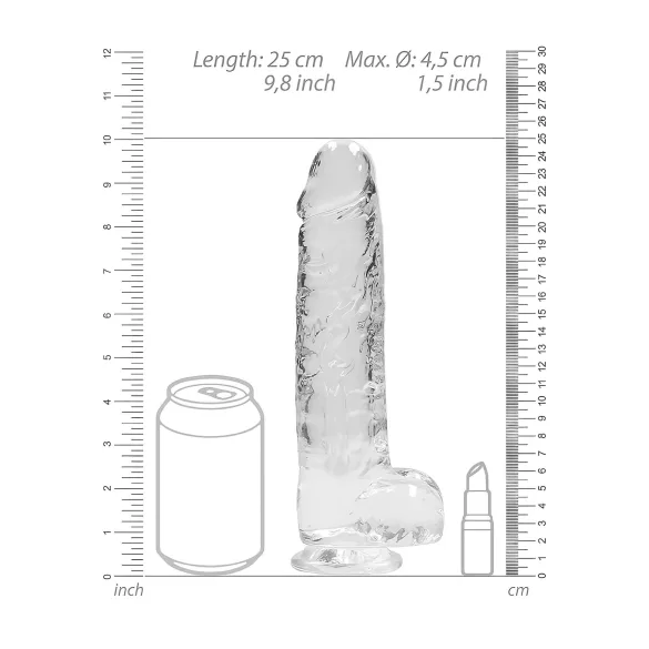 RealRock - transparent realistic dildo (clear, 22 cm)