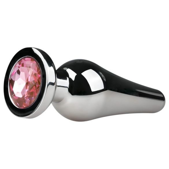 Easytoys Metal No.11 - Pink Gem Cone Anal Plug - Silver (3.5cm)
