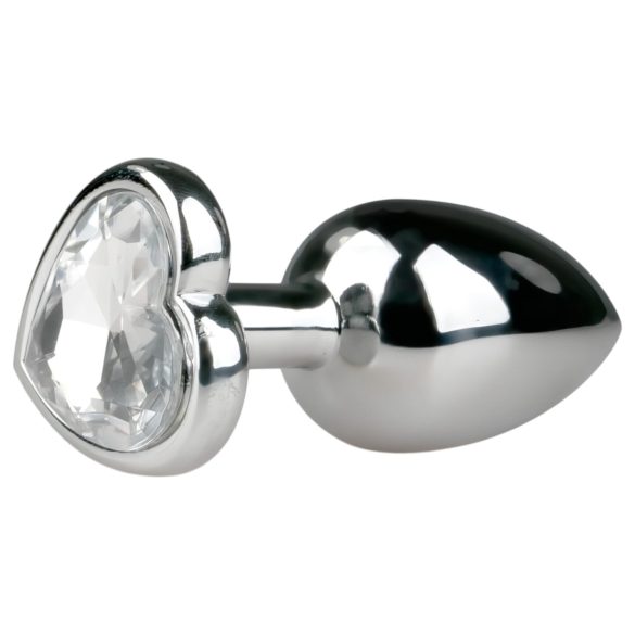 Easytoys Metal No.2 - Heart Jewel Anal Plug (Silver-White)