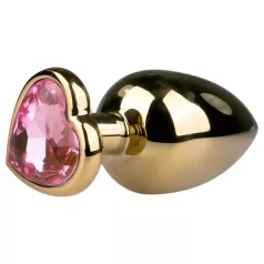   EasyToys Metal No.8 - anal plug with heart-shaped base (gold-pink, 3.5 cm)