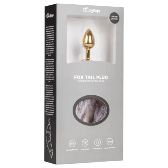Easytoys Fox NO5 - Metal Anal Plug with Faux Tail (Gold-Silver)