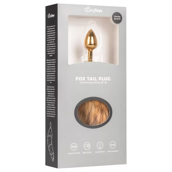 EasyToys Fox Tail No.1 - Metal Anal Plug with Red-Gold Fox Tail