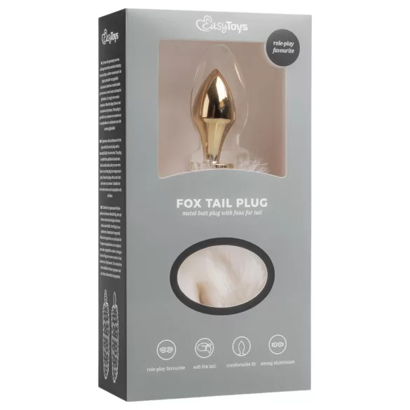Easytoys Fox NO13 - Metal Anal Plug with Gold & White Fox Tail