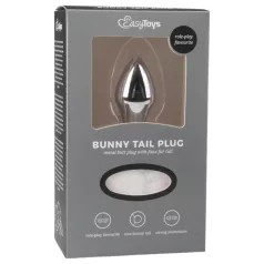   Easytoys Bunny NO1 - Metal Anal Plug with Bunny Tail (Silver-White)