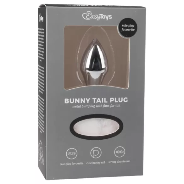 Easytoys Bunny NO1 - Metal Anal Plug with Bunny Tail (Silver-White)