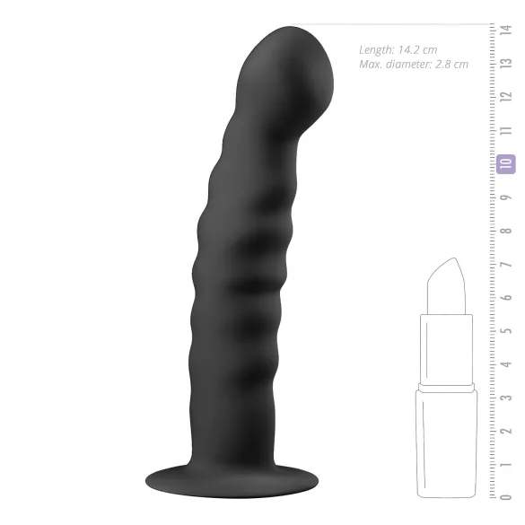 EasyToys Ribbed - Suction Cup Anal Dildo (14cm) - Black