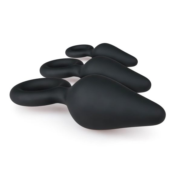 Easytoys - Ringed Anal Plug Set - 3 Pieces (Black)