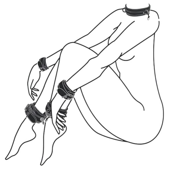 Easytoys - Black Collar, Wrist & Ankle Restraint Set