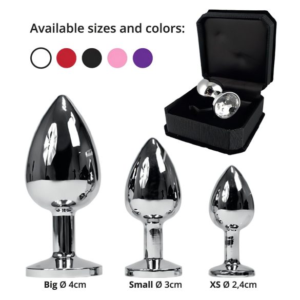 Rimba XS - Silver Metal Anal Plug with Red Gem