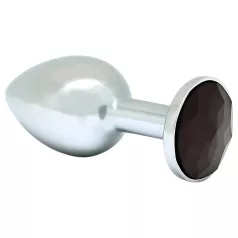 Rimba XS - silver metal butt plug with black stone
