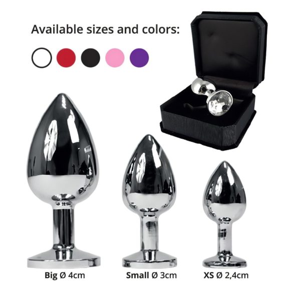 Rimba XS - Silver Metal Anal Plug with Black Gem