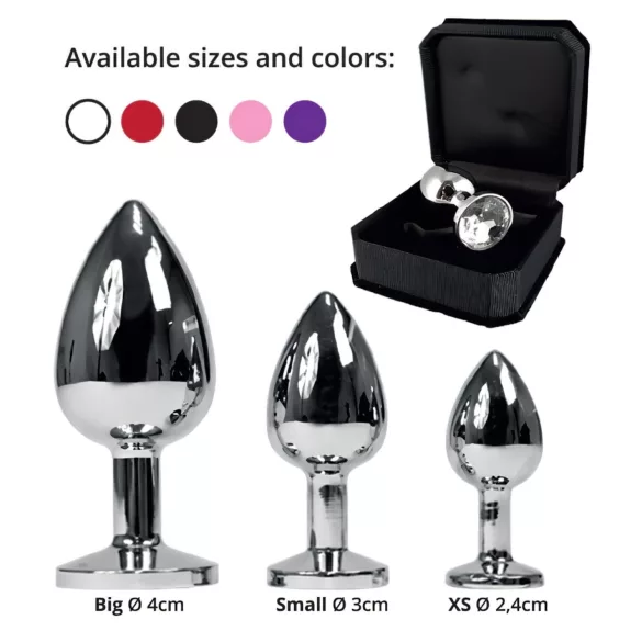 Rimba XS - Silver Metal Anal Plug with Purple Gem