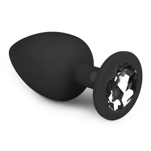 EasyToys Diamond - Large Black Anal Plug with White Gem