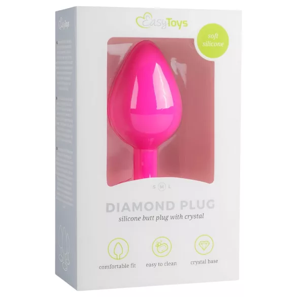 Easytoys Diamond - White Gem Anal Plug (Medium) - Pink