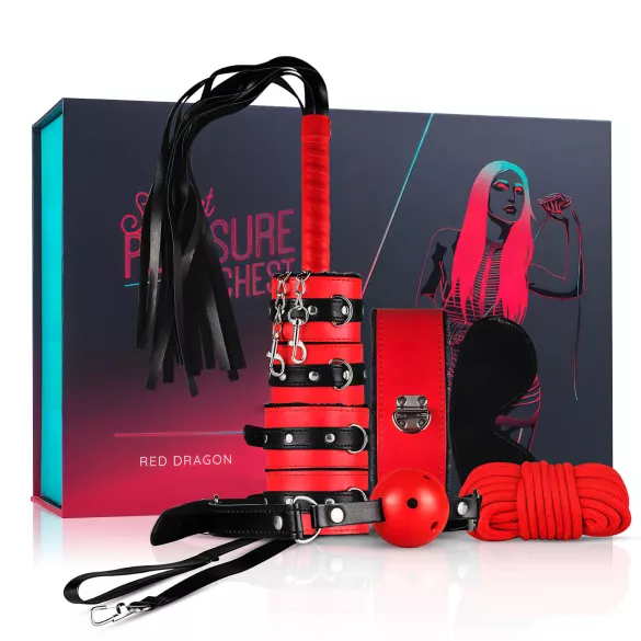 Advanced Secret Pleasure Set - 10-Piece BDSM Kit (Red)