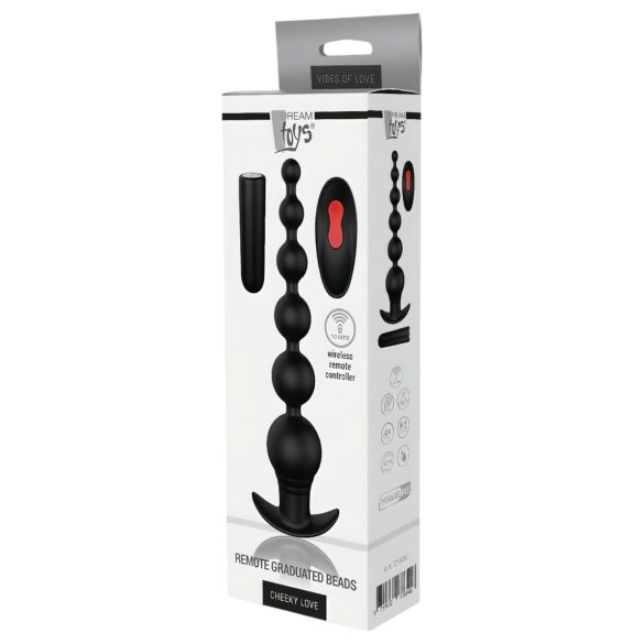Cheeky Love - Rechargeable Beaded Anal Vibrator with Remote (Black)