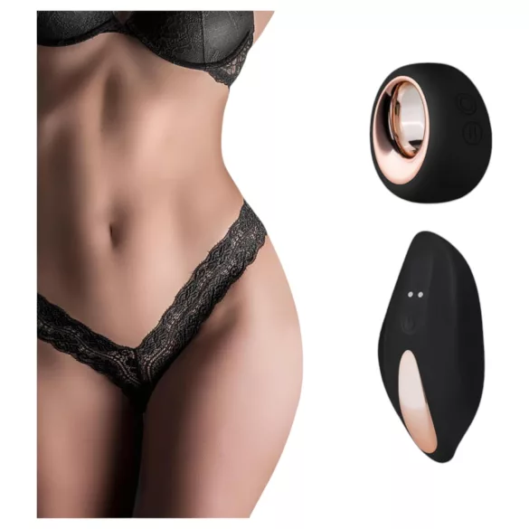 Pantyrebel - Rechargeable Lace Vibrating Thong with Radio Control - Black (S-L)