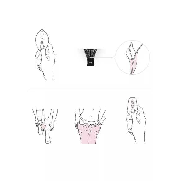 Pantyrebel - Rechargeable Lace Vibrating Thong with Radio Control - Black (S-L)