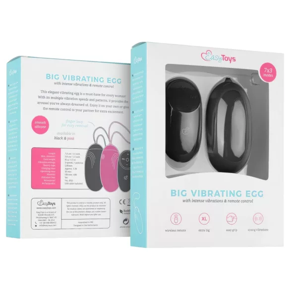 EasyToys - wearable, rechargeable, waterproof remote‑control vibrating egg (black)