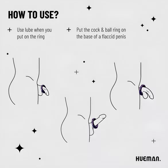 Hueman Saturn - Rechargeable, Waterproof Vibrating Ring (Purple)