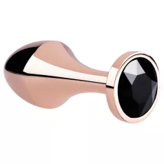 Rosy Gold Butt Plug - Black Gem Anal Plug (Rose Gold)