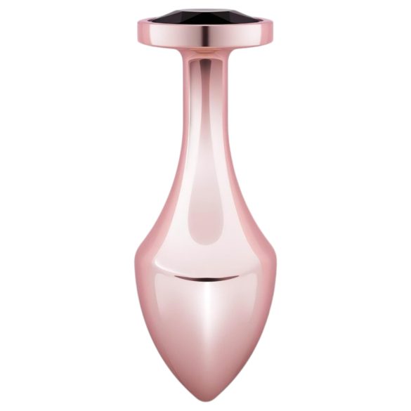 Rosy Gold Butt Plug - Black Gem Anal Plug (Rose Gold)