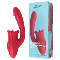   Teazers - vibrating dildo with tongue-style clitoral stimulator (red)