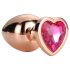 Gleaming Love - Aluminum Plug with Heart Stone - M (Rose Gold)