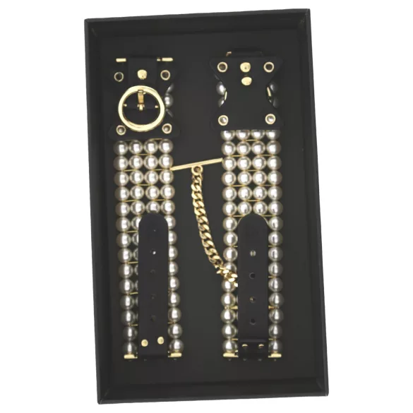 Allure - Pearl Beaded Black Wrist Cuffs