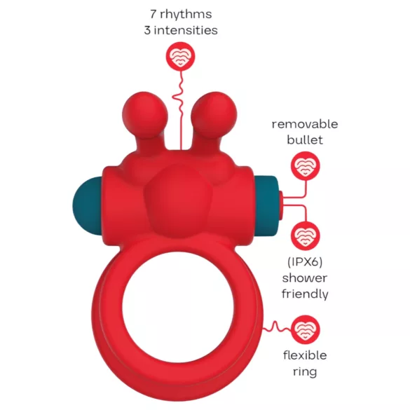 Dreamtoys Love Signal - vibrating penis ring (red)