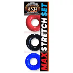   Kiotos Max-Stretch - stretchable penis ring set (black/red/blue)