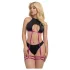 Zôf Zara - Cut-out Top and Thong with Suspender Straps (Black)