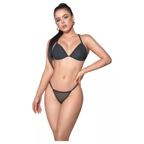 Zôf Nina - sheer bra and thong set (black) - L/XL