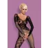 Obsessive F210 - Rose Lace Long-Sleeve Bodysuit - Black (S-L)