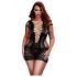 BACI Plus Size Lace-Up Mini Dress with Short Sleeves - Black (XL-XXL)