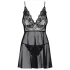 Obsessive Idillia - Airy Lace Nightgown & Thong Set (Black) - L/XL