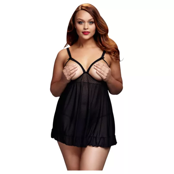 BACI Plus Size - open, polka dot, black babydoll (XL-XXL)