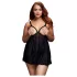 BACI Plus Size - open, polka dot, black babydoll (XL-XXL)